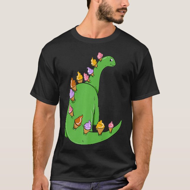 Ice Cream Dinosaur Brontosaurus Delicious Snack Pr T Shirt (Framsida)