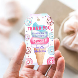 Ice Cream Donut Birthday Tack Gift Märkres Presentetikett