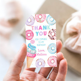 Ice Cream Donut Birthday Tack Gift Märkres Presentetikett