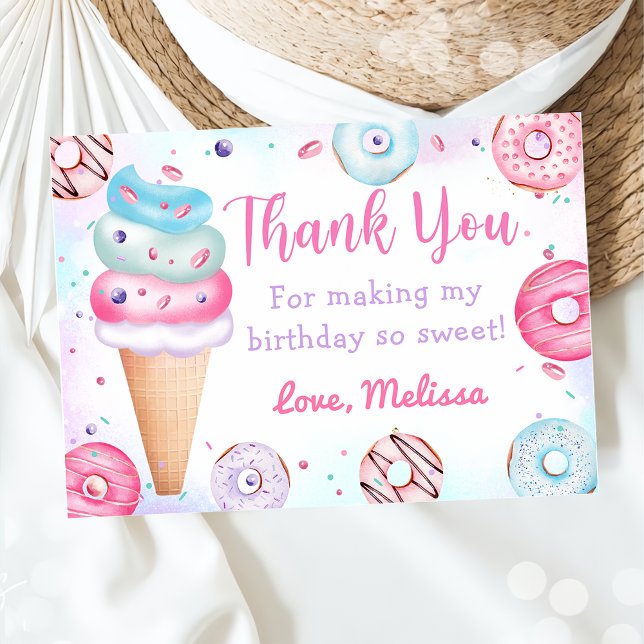 Ice Cream Donut Birthday Tack-kort Tack Kort (Skapare uppladdad)