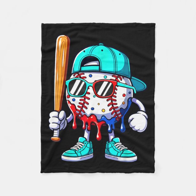 Ice Cream Drip Baseball Sts Baseball Lifestyle Boy Fleecefilt (Framsidan)