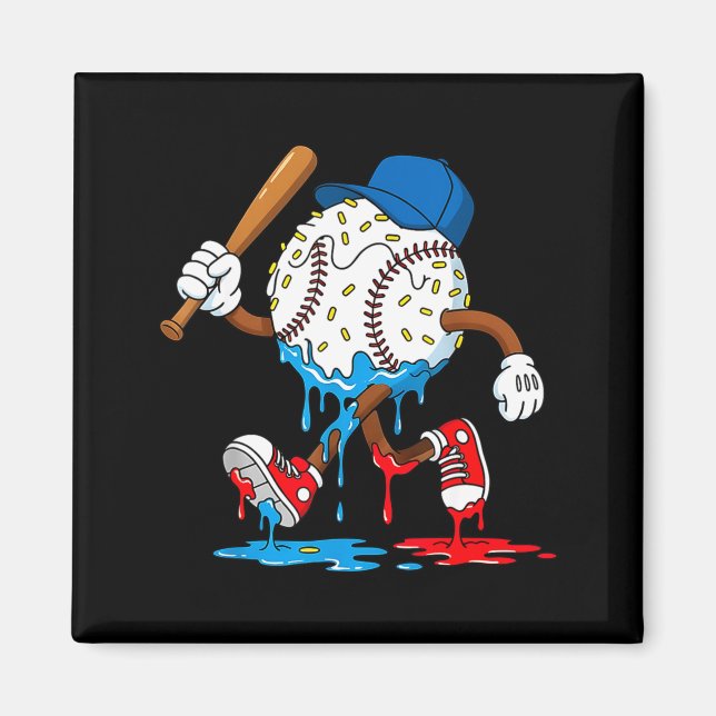 Ice Cream Drip Baseball Sts Baseball Lifestyle Boy Magnet (Framsidan)