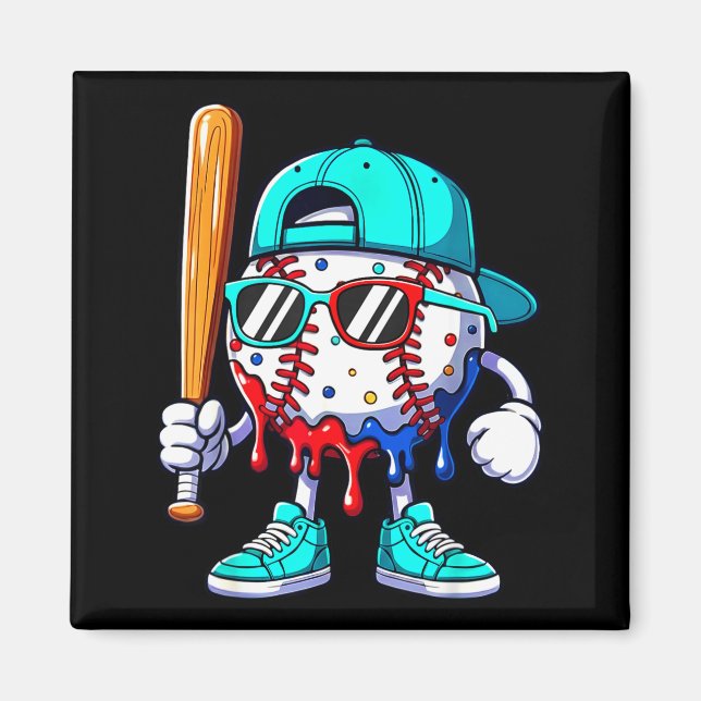 Ice Cream Drip Baseball Sts Baseball Lifestyle Boy Magnet (Framsidan)