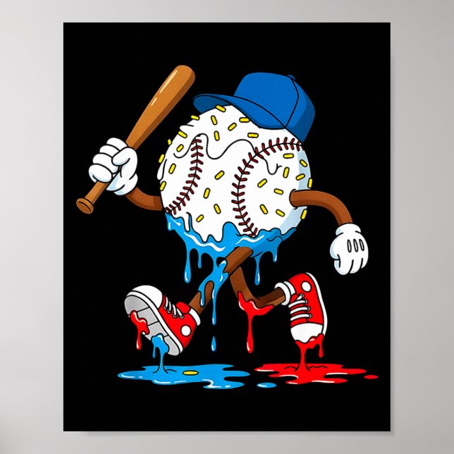 Ice Cream Drip Baseball Sts Baseball Lifestyle Boy Poster (Framsidan)