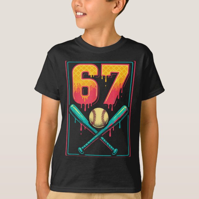 Ice Cream Drip Baseball Stuff 67 Meme Gen Alpha &a T Shirt (Framsida)