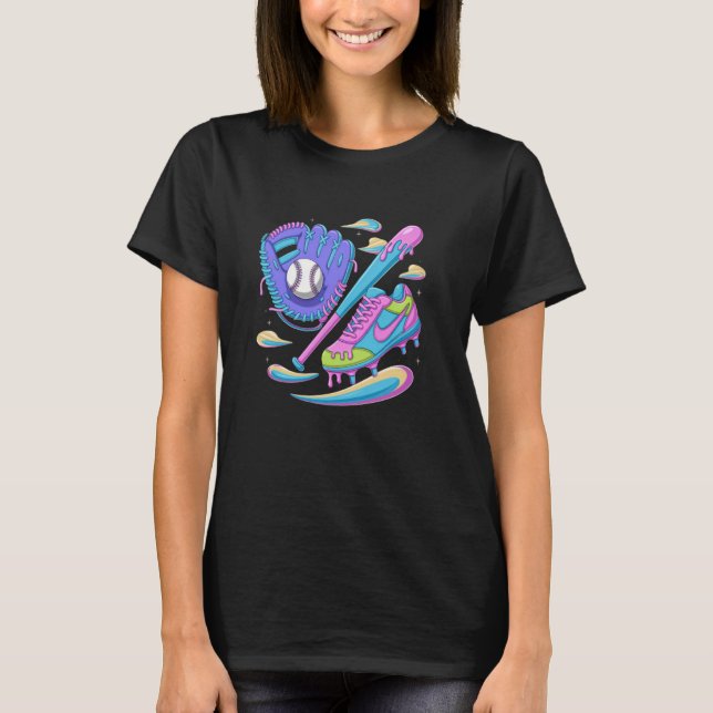 Ice Cream Drip Baseball Stuff Baseball Men Boys Dr T Shirt (Framsida)