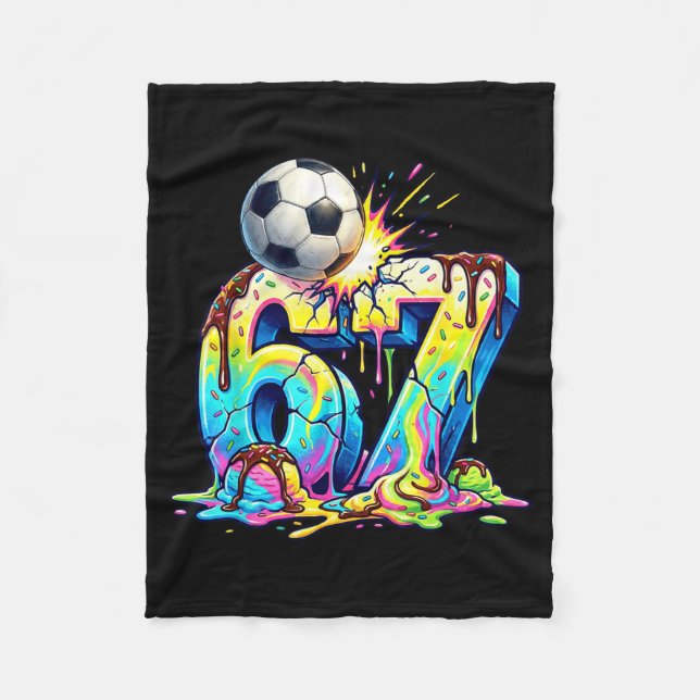 Ice Cream Drip Soccer 67 Six Seven Funny Gen Alpha Fleecefilt (Framsidan)
