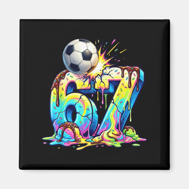 Ice Cream Drip Soccer 67 Six Seven Funny Gen Alpha Magnet (Framsidan)