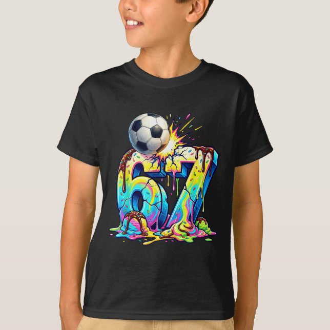 Ice Cream Drip Soccer 67 Six Seven Funny Gen Alpha T Shirt (Framsida)