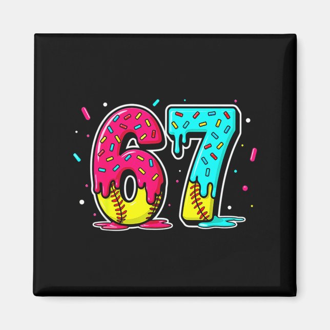 Ice Cream Dripng Softball Drip Funny 6 7 Six Seven Magnet (Framsidan)