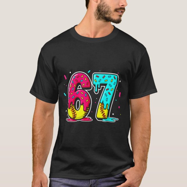 Ice Cream Dripng Softball Drip Funny 6 7 Six Seven T Shirt (Framsida)