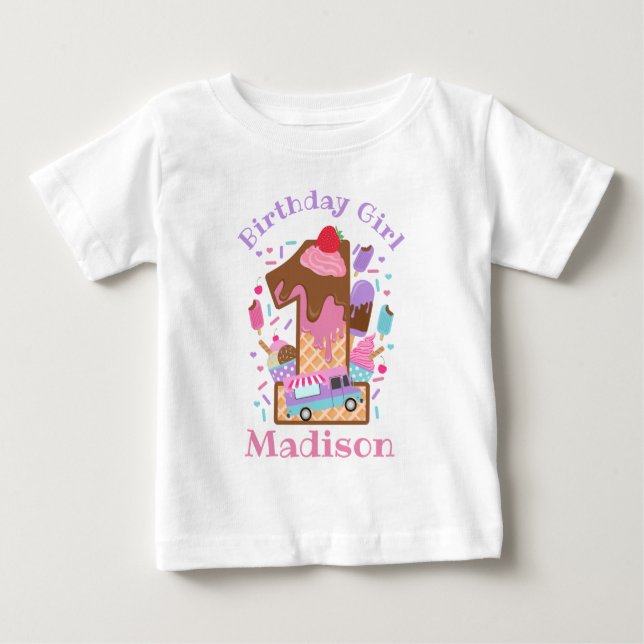 Ice Cream First Birthday shirt popcicles T Shirt (Framsida)