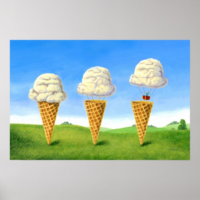 Ice Cream Flyter - Luftballong Funny Painting Poster (Framsidan)