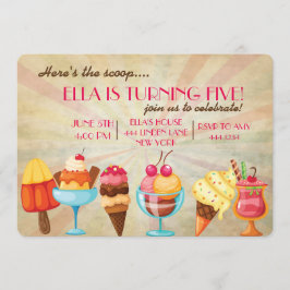 Ice Cream Födelsedagsfest inbjudan