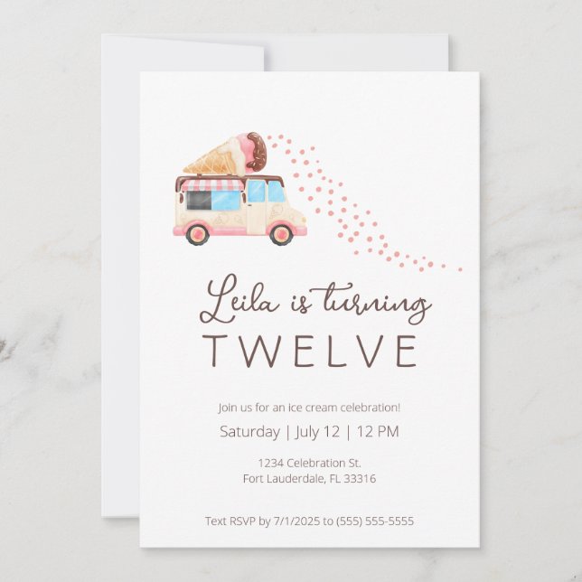 Ice Cream Födelsedagsfest inbjudan (Framsida)