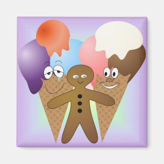 "Ice Cream" Fridge Magnet SQUARE (Framsidan)