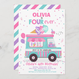 Ice Cream Fyra gånger, söt fågeldag Ice Cream Last Inbjudningar