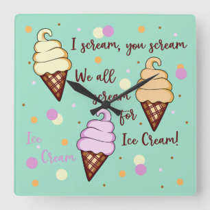 Ice Cream Fyrkantig Klocka