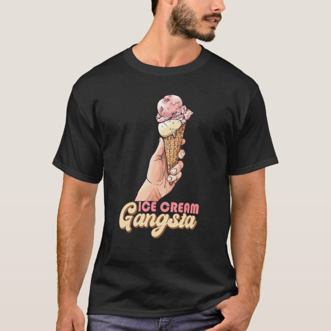 Ice Cream Gangsta Ironic Ice Cream T Shirt (Framsida)