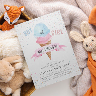Ice Cream Gender Reveal Party Inbjudningar