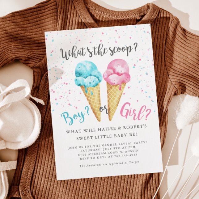 Ice Cream Gender Reveal Party Inbjudningar (Skapare uppladdad)