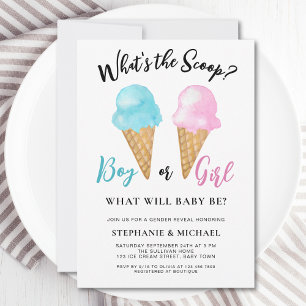 Ice Cream Gender Reveal Party Inbjudningar