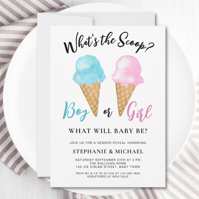 Ice Cream Gender Reveal Party Inbjudningar (Skapare uppladdad)