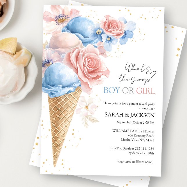 Ice Cream Gender Reveal Party Inbjudningar (Skapare uppladdad)