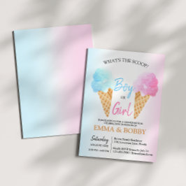 Ice Cream Gender Reveal What's the Scoop Party Inbjudningar