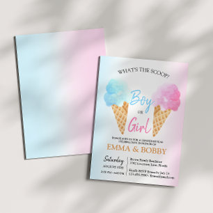 Ice Cream Gender Reveal What's the Scoop Party Inbjudningar
