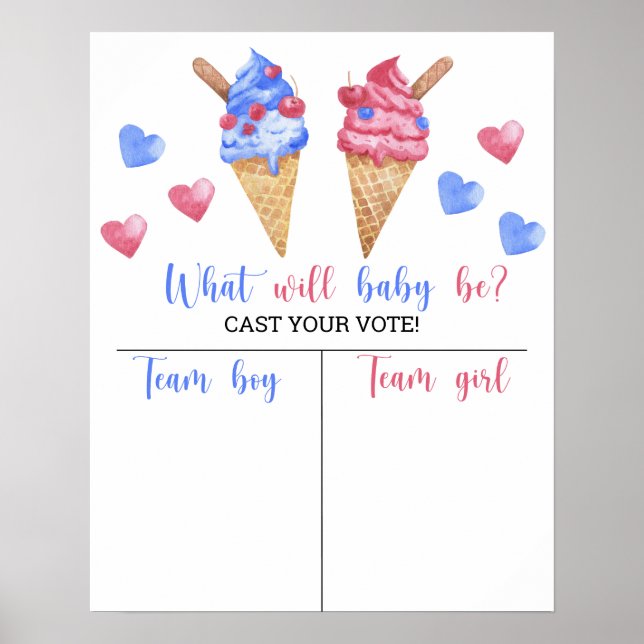 Ice Cream Gender visar Boy eller Girl-diagram Poster (Framsidan)