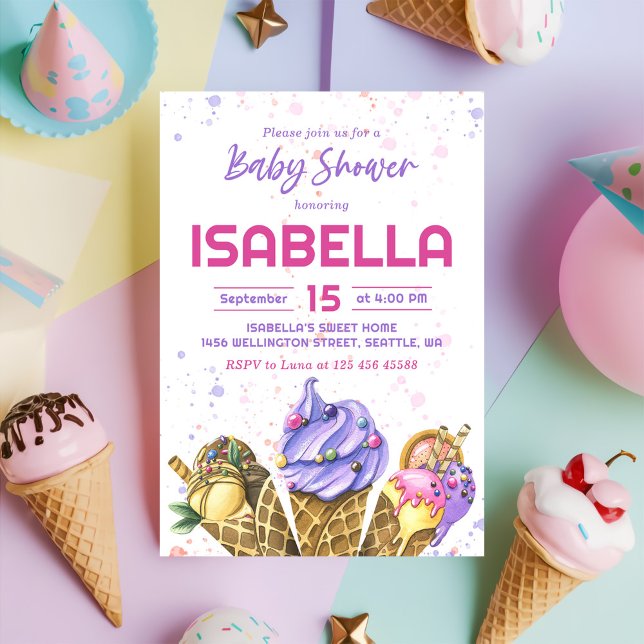 Ice Cream Girl Baby Shower Party Inbjudningar (Skapare uppladdad)