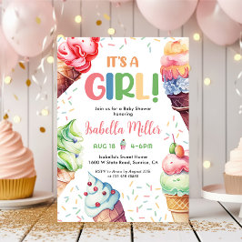 Ice Cream Girl Baby Shower Party Inbjudningar