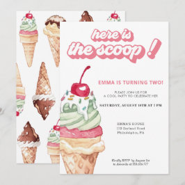 Ice Cream Girl Birthday Scoop-inbjudan Inbjudningar
