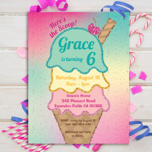 Ice Cream Glitter Sprinkles födelsedagsinbjudan Vykort