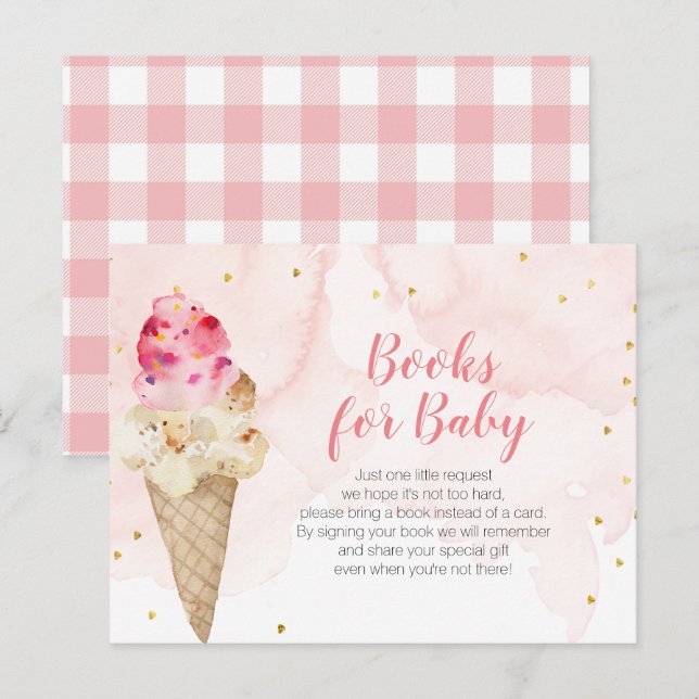  Ice Cream Guld Glitter Bokar för baby Inbjudan Vykort (Fram/baksida)