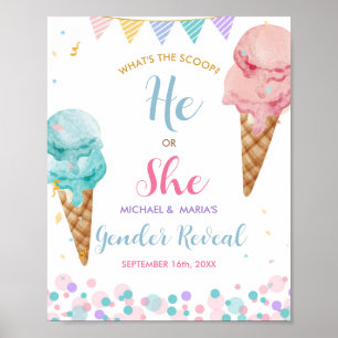 Ice Cream Han eller hon Gender Reveal Välkomstskyl Poster