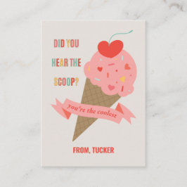 Ice Cream Hear med Scoop Classroom Valentine Card Tilläggskort