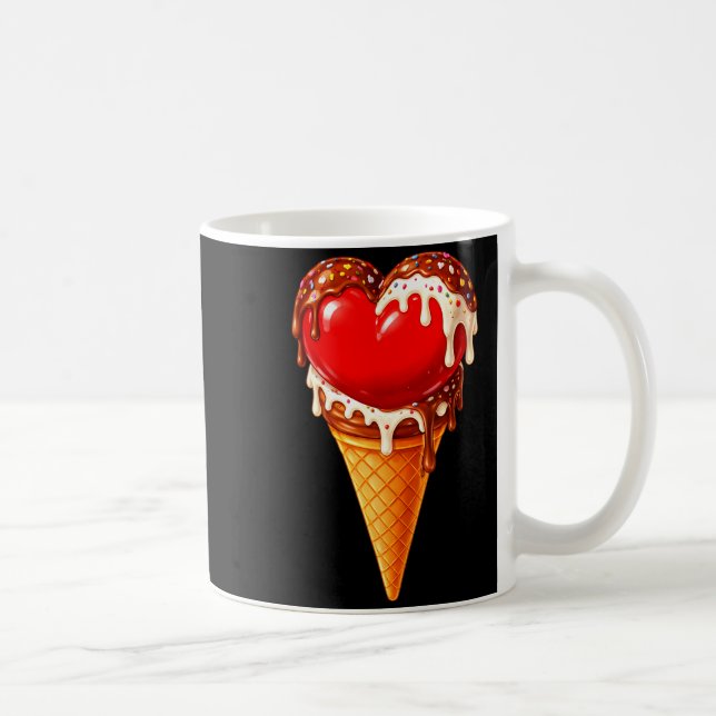Ice Cream Heart Funny Drip Valentines Day Boys Gir Kaffemugg (Höger)