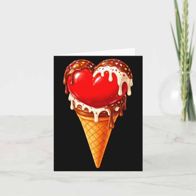 Ice Cream Heart Funny Drip Valentines Day Boys Gir Kort (Framsida)