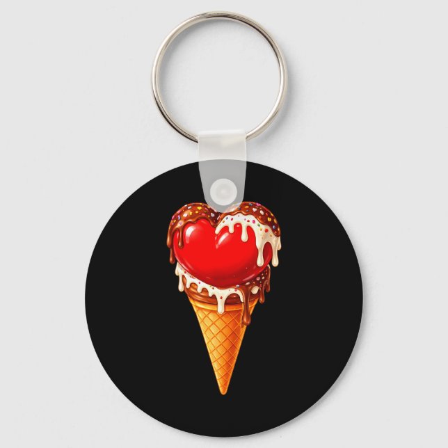 Ice Cream Heart Funny Drip Valentines Day Boys Gir Nyckelring (Framsida)