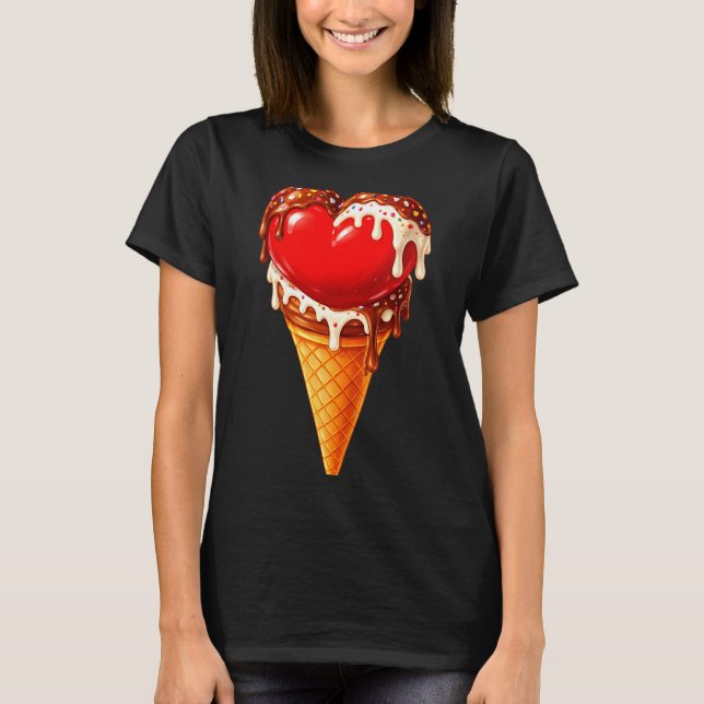 Ice Cream Heart Funny Drip Valentines Day Boys Gir T Shirt (Framsida)