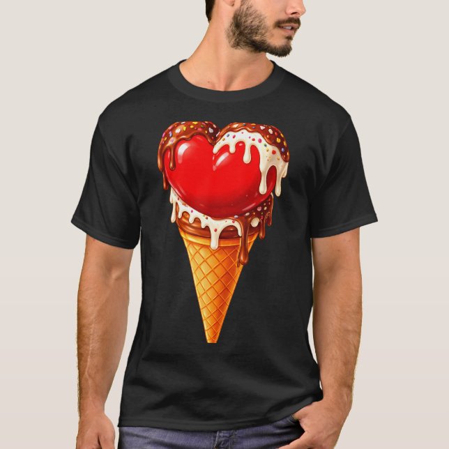 Ice Cream Heart Funny Drip Valentines Day Boys Gir T Shirt (Framsida)