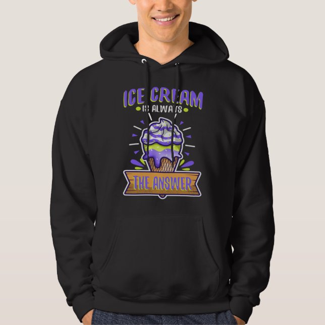 Ice cream is always the answer hoodie (Framsida)