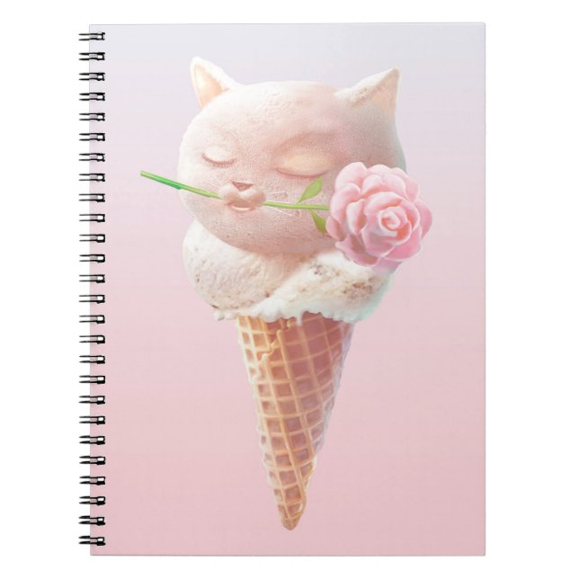 Ice Cream Kattunge - Rosy & Dreamy Anteckningsbok (Framsidan)