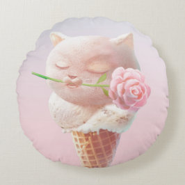 Ice Cream Kattunge - Rosy & Dreamy Rund Kudde