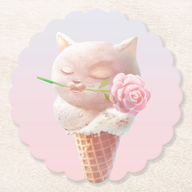 Ice Cream Kattunge - Rosy & Dreamy Underlägg Papper (Framsida)