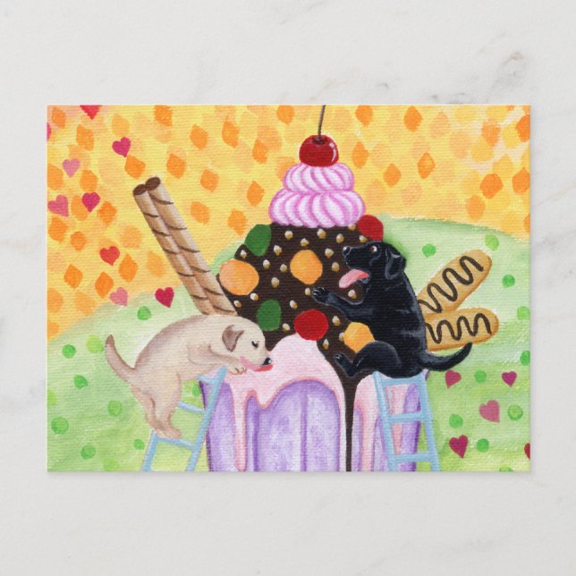 Ice Cream Labradors Vykort (Framsida)