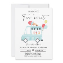 Ice Cream Lastbil 2:a födelsedagen Inbjudan Boy Tw