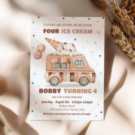 Ice Cream Lastbil Boy Birthday Inbjudan